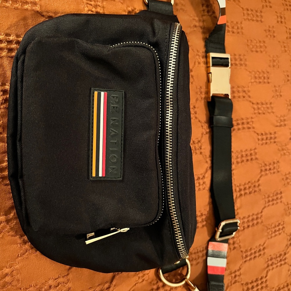 P.E Nation Black Belt Bag with Multicolor Strap